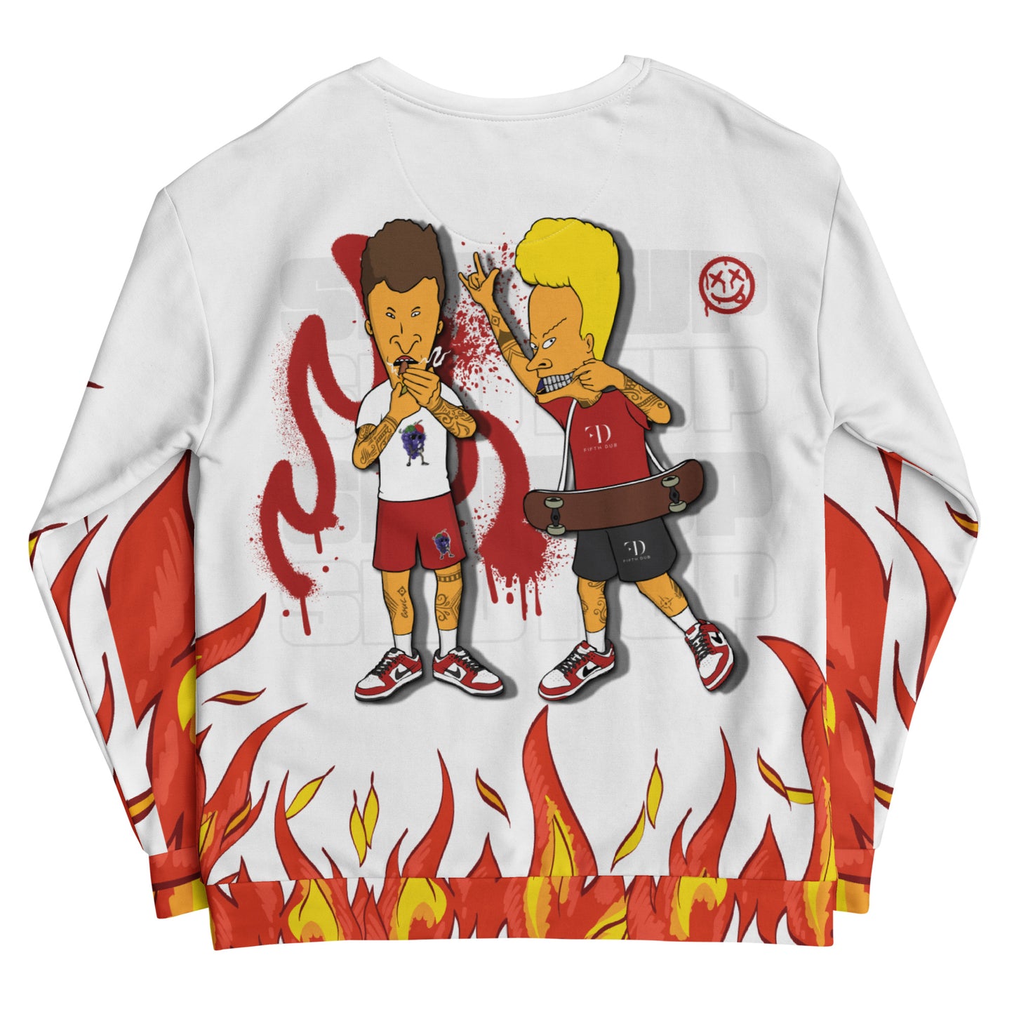 Fifth Dub Beavis and Butt-Head Firestorm sweatshirt with bold graphic design and flame-inspired streetwear 