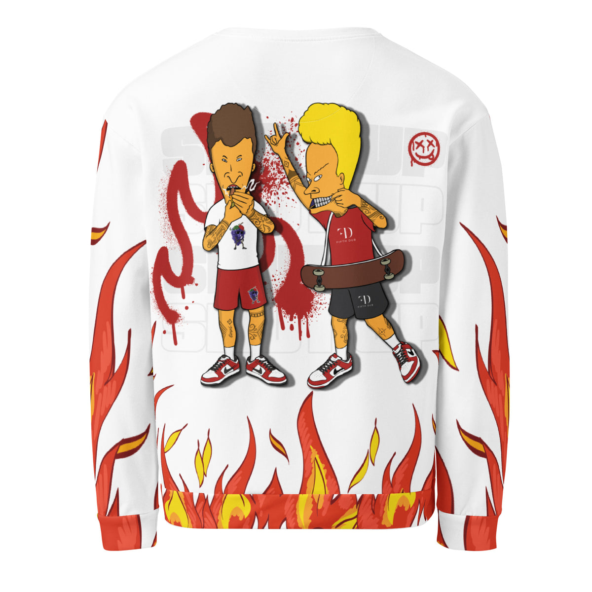 Fifth Dub Beavis and Butt-Head Firestorm sweatshirt with bold graphic design and flame-inspired streetwear styling
